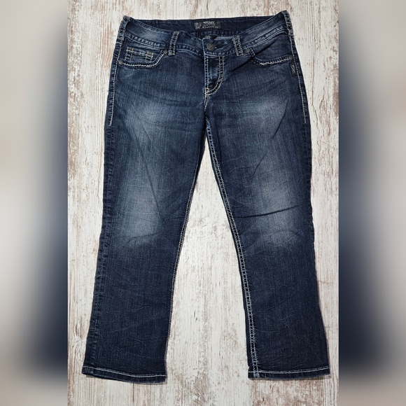 Silver Classic Blue Denim Jean Capris - Picture 1 of 5